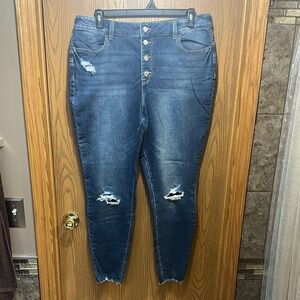 Maurices Blue Skinny Jeans Distressed High-Waisted Jeggings